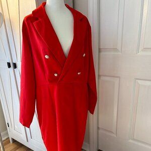 Red Double-Breasted Long Sleeve Women's Dress